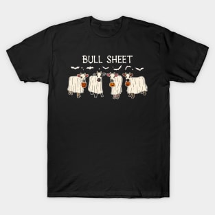 Funny Halloween Boo Ghost Cow Costume Bull Sheet Cow Lover T-Shirt